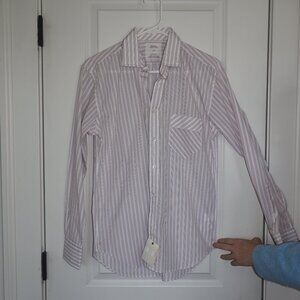 BILLY REID "HOLT" Dress Shirt, Size 15/5, Cream/Rust stripes